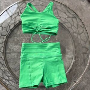 Every Turn Green Dancewear synch Top and Shorts Set